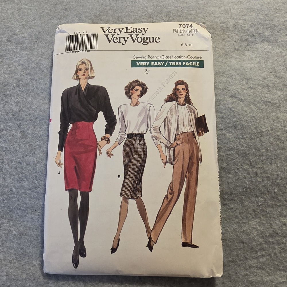 Vogue Very Easy Very Vogue 7074 Women's Skirt Sewing Pattern Size 6-8-10 Vtg